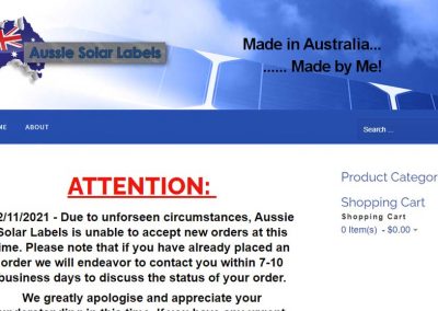 Aussie Solar Labels Website